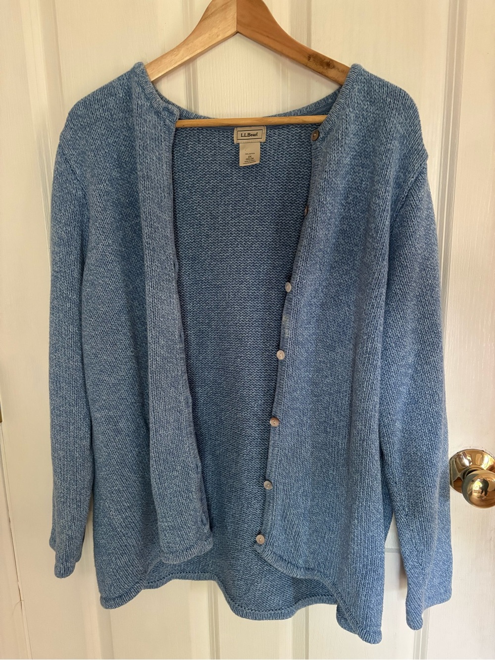 L.L. Bean Soft Sky Blue Button-Front Knit Cardigan